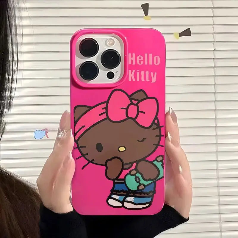 Simple Sweet Cool Handsome Skateboarding Girl HellosKittys Phone Case For iPhone