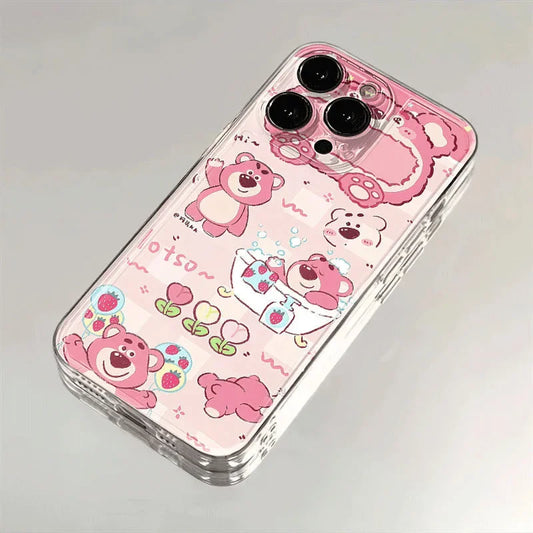 Bath Strawberry Bear Cute Phone Case For iPhone