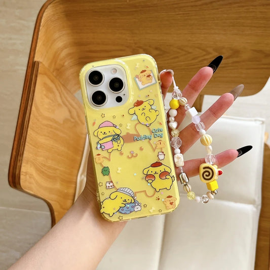 Lovely Pom Pom Purin Soft Phone Lanyard Case For iPhone