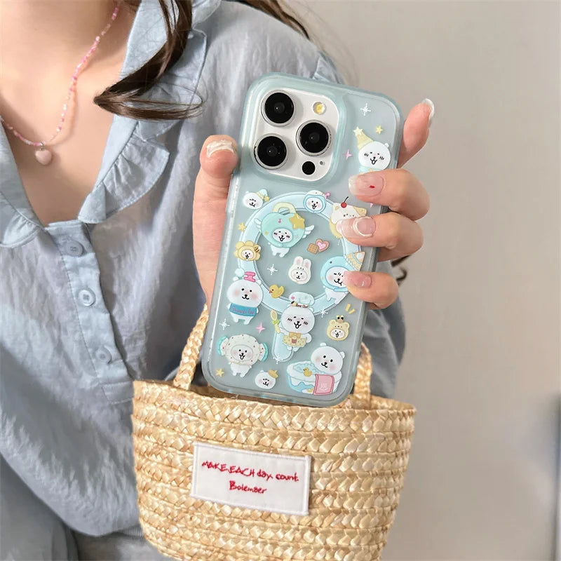 Kawaii Cartoon Bear Stand Holder Magnetic Phone Case