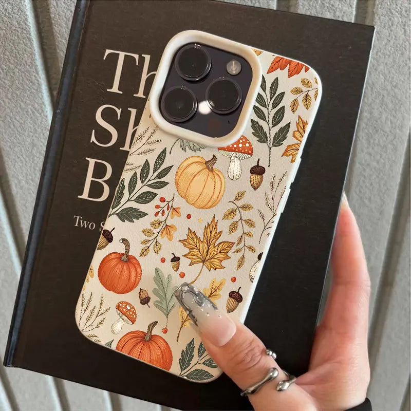 Vintage Fall Maple Leaf Pumpkin Phone Case For iPhone