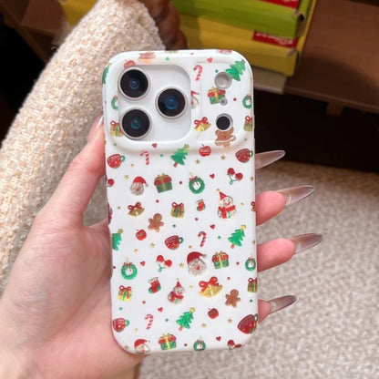 Cute Christmas Cartoon Santa Claus Gingerbread Man Wishing Tree Sparkling Phone Case For iPhone