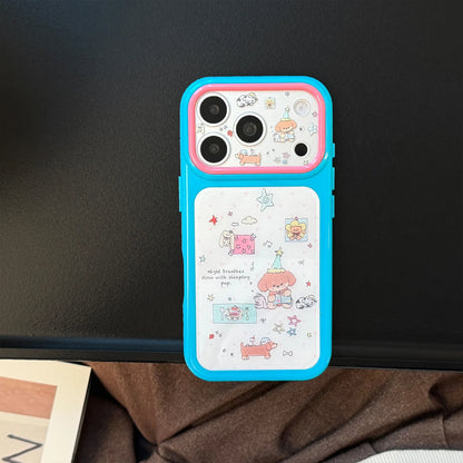 Korean Colorful Stars Cartoon Dachshund Pattern Phone Case For iPhone