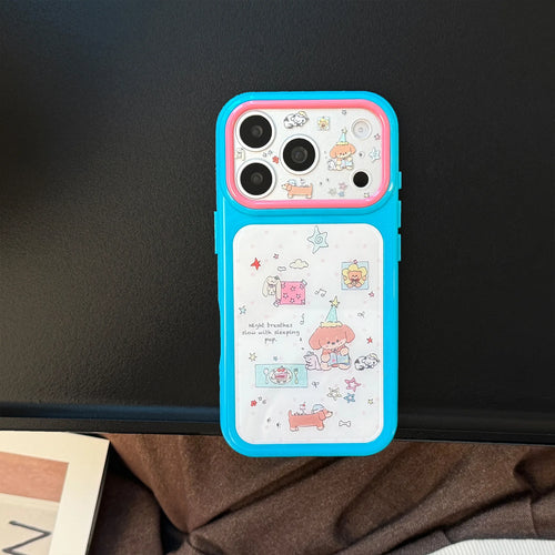 Korean Colorful Stars Cartoon Dachshund Pattern Phone Case For iPhone