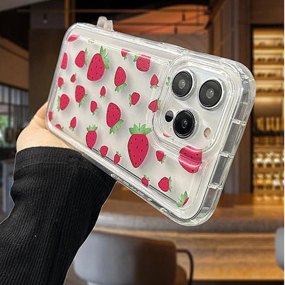 Summer Strawberry Flowers Print Clear Phone Case