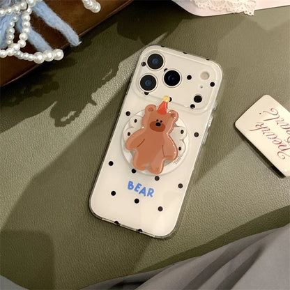 Simple Black Polka Dot Magnetic Phone Case For iPhone