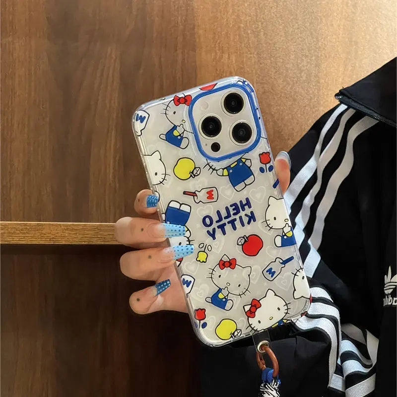 Hello Kitty Bow Mirror Blue Milk Phone Case For iPhone