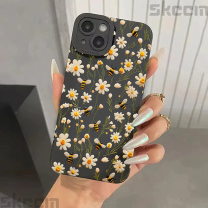 Cute Honeybee Flower Pattern Phone Case For iPhone