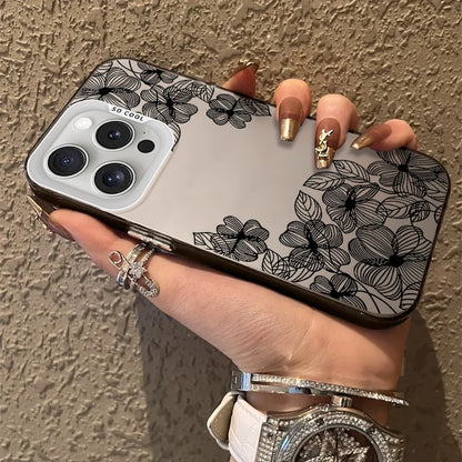 Sophisticated Black Floral Frosted Case For iPhone