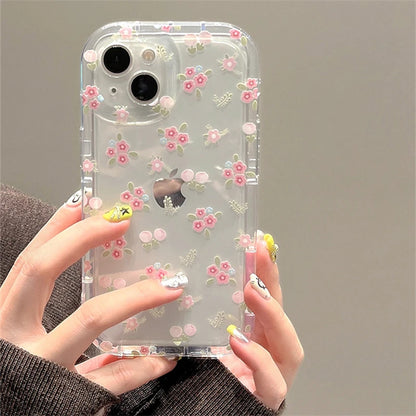 Cute Quicksand Pink Flower Holder Phone Case For iPhone