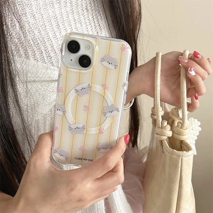 Cute Stripes Cat Magnetic Phone Case