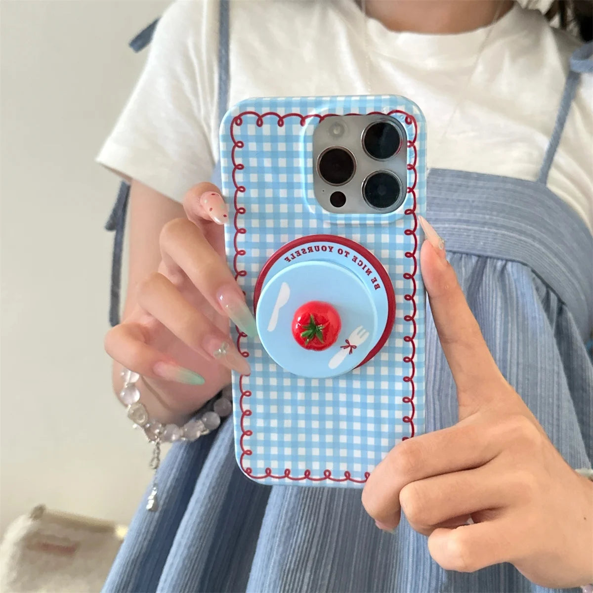 Fashion Wrinkle Texture Plaid Pattern Magnetic Phone Case For iPhone