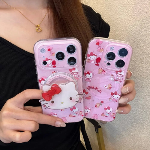 Cute Sanrio Kitty Magnetic For Magsafe Wireless Charge Phone Case For iPhone