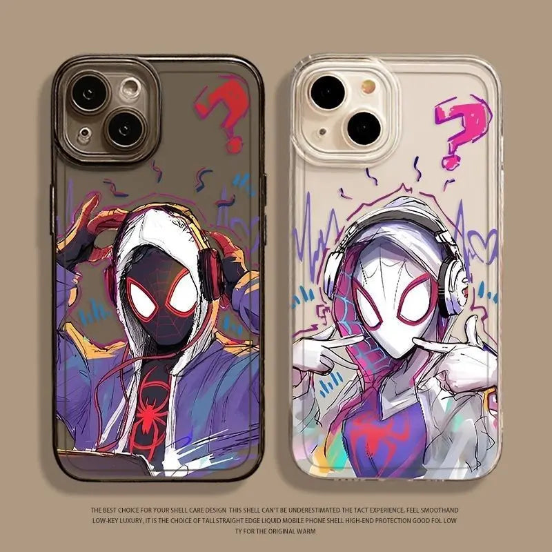 Luxury Marvel Spider Man Couple Soft Phone Case For iPhone