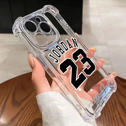 Basketball Number Phone Case Jordans Shockproof Transparent For iPhone