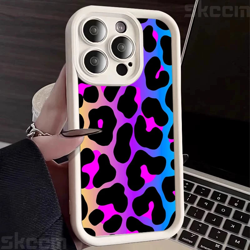 Colorful Leopard Pattern Silicone Soft Phone Case For iPhone