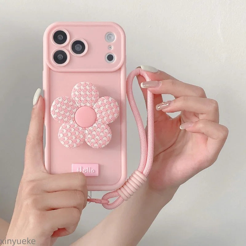 Cute 3D Flower Desktop Stand Phone Case For iPhone