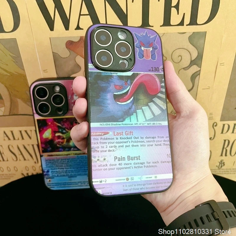 3D Grating Card Pokemon Gengar Phone Case For iPhone
