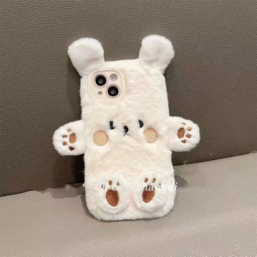Creative and Cute Bear Soft Plush Phone Case Back Cover Suitable For iPhone