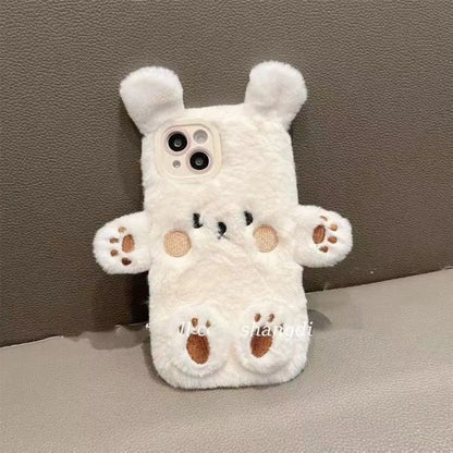 Creative and Cute Bear Soft Plush Phone Case Back Cover Suitable For iPhone