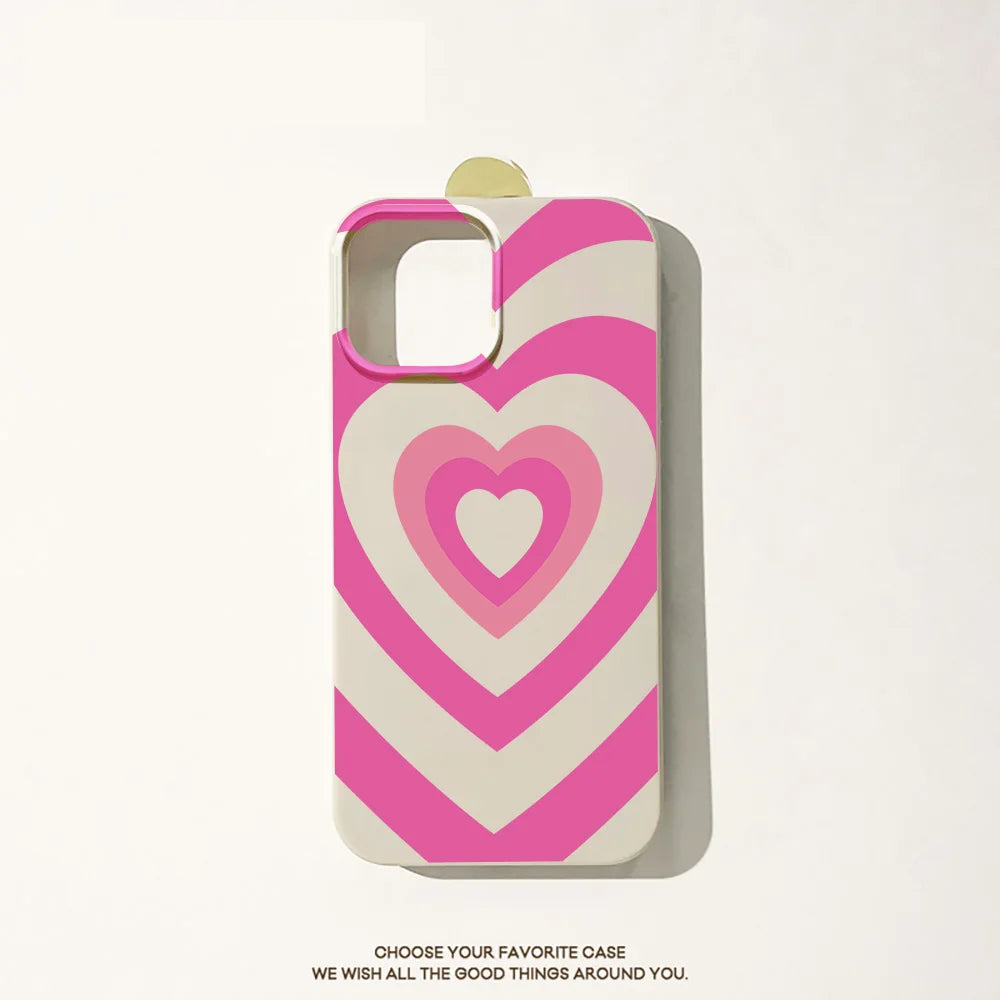 Cute Gradient Pink Sweet Love Heart Phone Case For iPhone