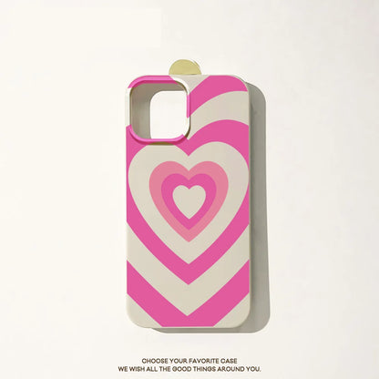 Cute Gradient Pink Sweet Love Heart Phone Case For iPhone