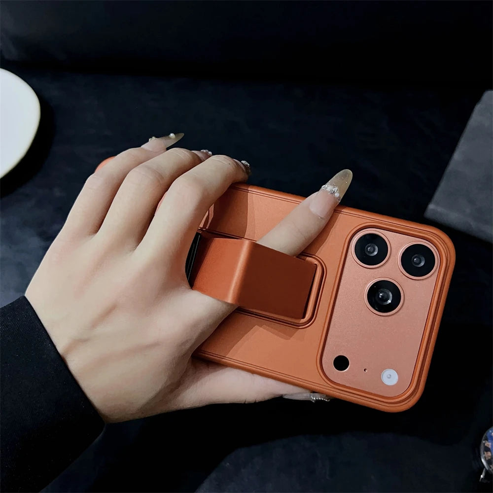 Metal Ring Wrist Strap Bracket Phone Case For iPhone