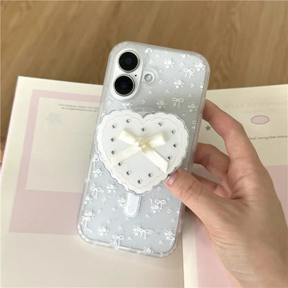 Cute White Flower Bowkont Magnetic Phone Case