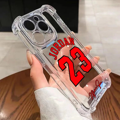 Basketball Number Phone Case Jordans Shockproof Transparent For iPhone