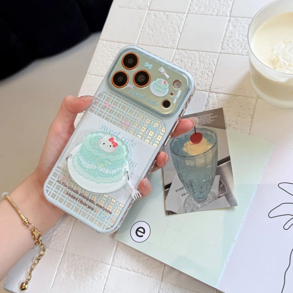 Cute Sanrio Hello Kitty Cake Magnetic Bracket Phone Case For iPhone