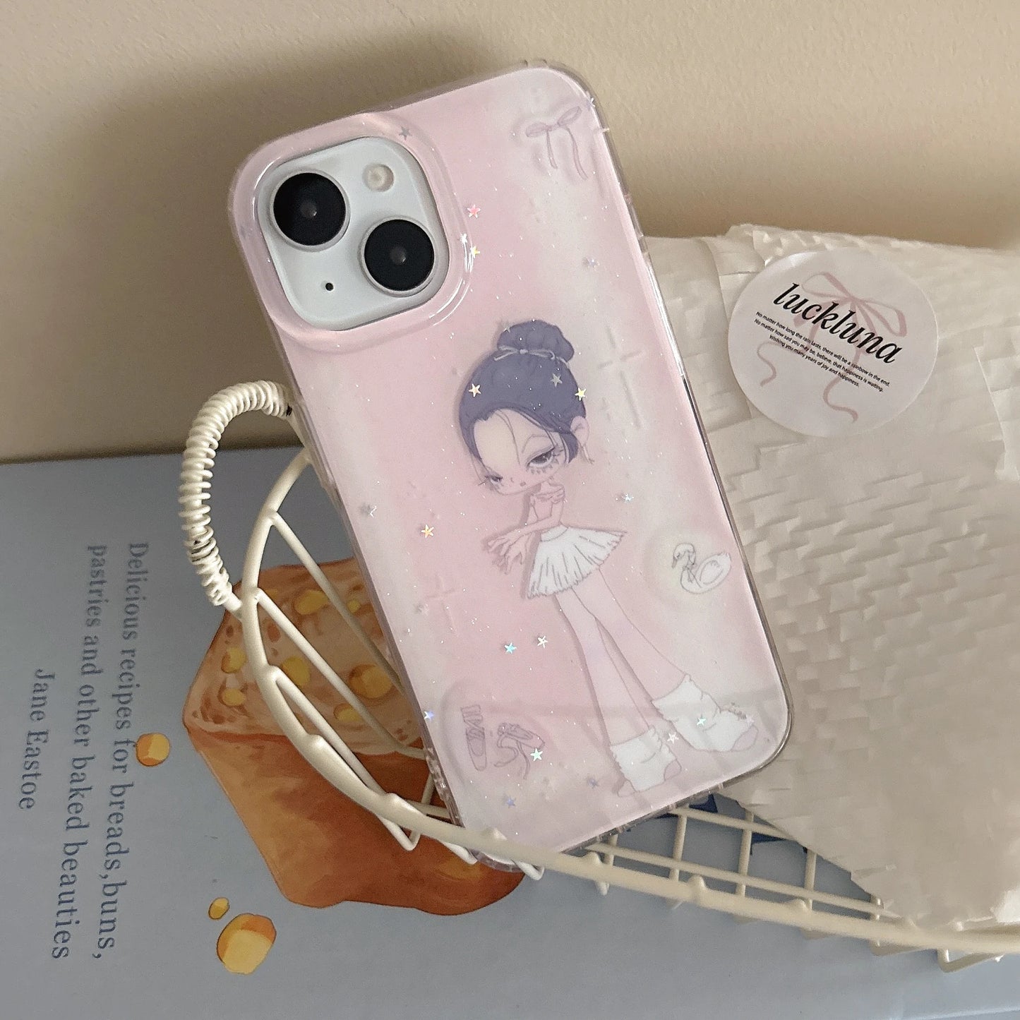 Cute Ballerina Girl Pink Glittery Design with Charms Kawaii & Girly Phone Case