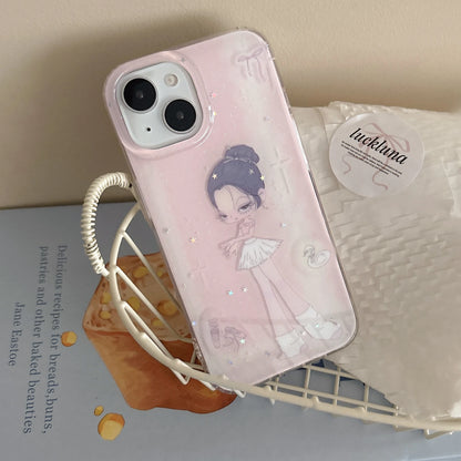 Cute Ballerina Girl Pink Glittery Design with Charms Kawaii & Girly Phone Case