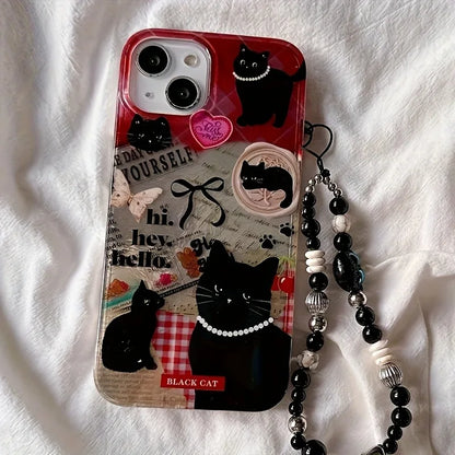 Black Cat Pattern Phone Case For iPhone