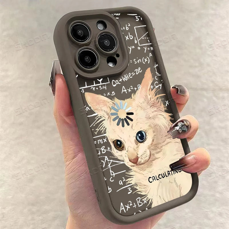 Funny Art Formula Cat Silicone Phone Case For iPhone
