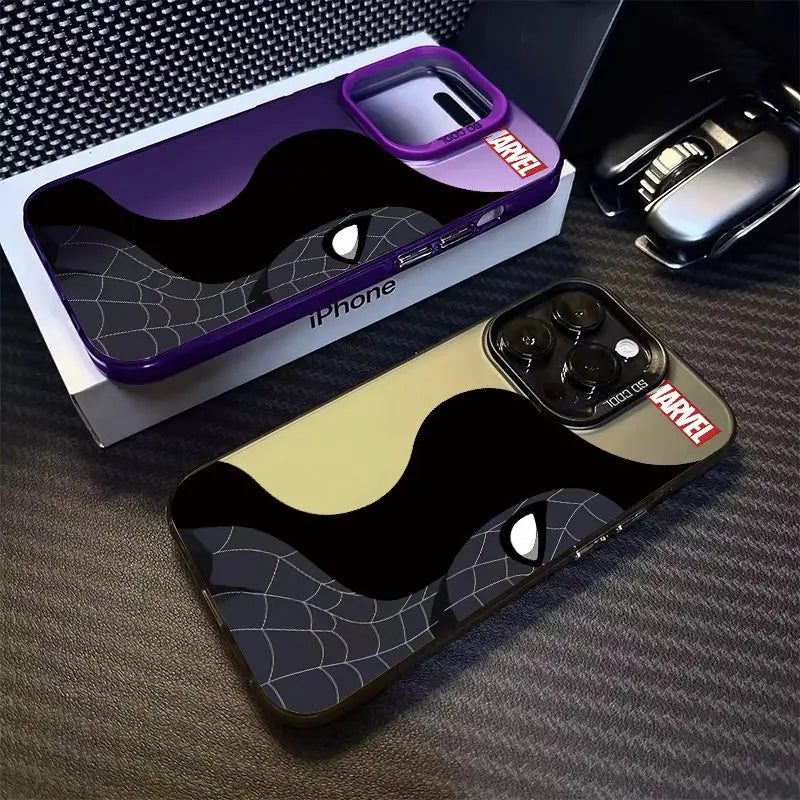 Marvel Black Half Face Spider Man Cartoon Phone Case For iPhone