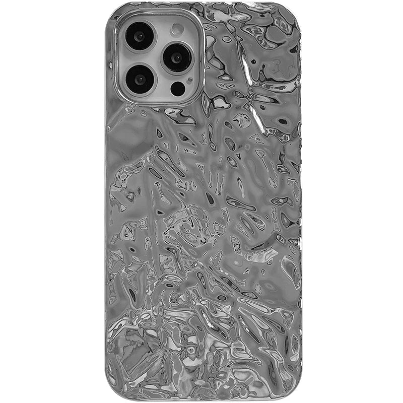 Plating Metal Color Silver Tin Foil Pleats Phone Case