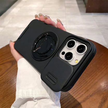 Rotation Stand Slide Camera Protector Magnetic Phone Case For iPhone