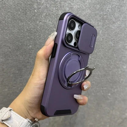 Heavy-Duty Rugged Armor Magnetic Bracket Phone Case For iPhone