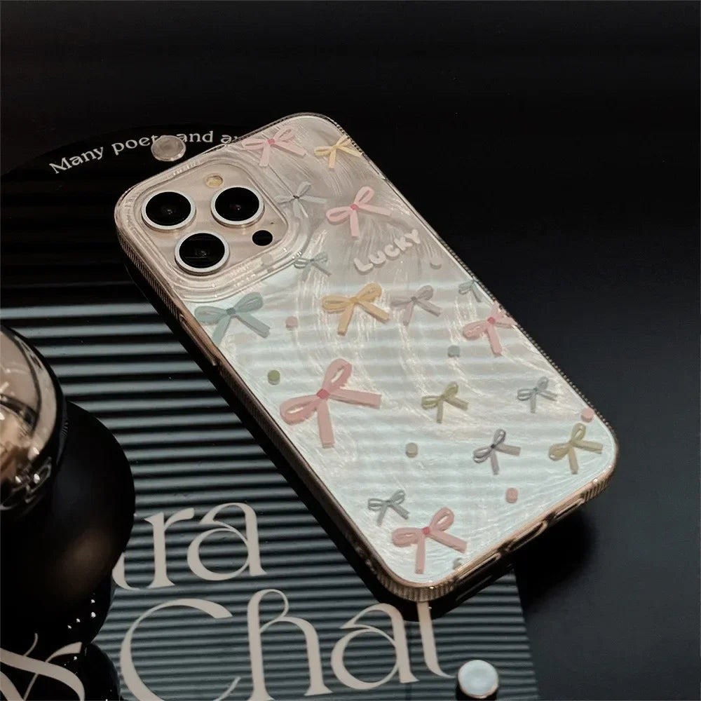 Dopamine Colored Bow Phone Cases For iPhone