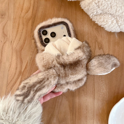Cute Warm Rabbit Ear Hat Plush Mobile Phone Case For iPhone