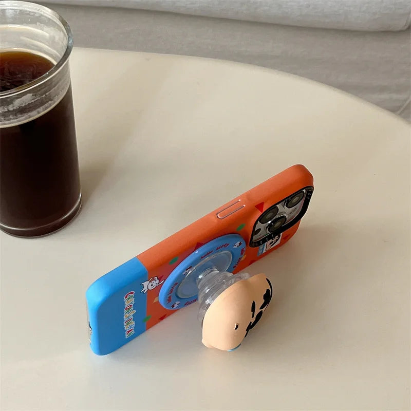 Fashion Geometric Pattern Orange Magnetic Case For iPhone