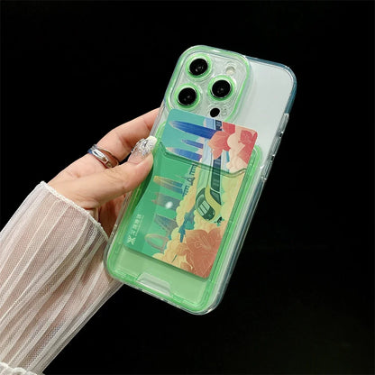 Transparent Card Holder Slot Case  For iPhone