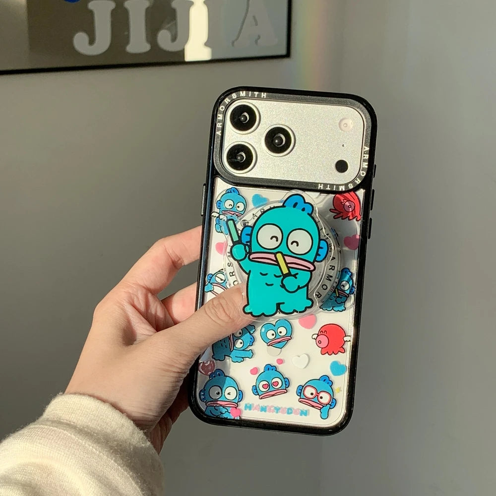 Sanrio Hangyodon Magnetic Holder Magsafe Wireless Charge Cute Cartoon Phone Case For iPhone