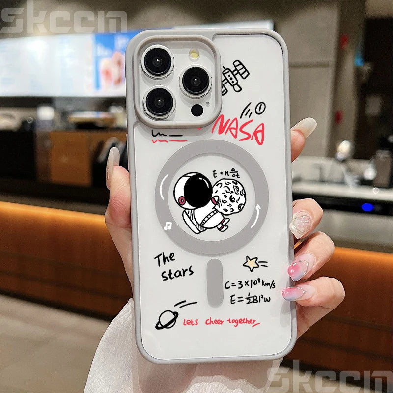 Magnetic Astronaut Clear Phone Case For iPhone