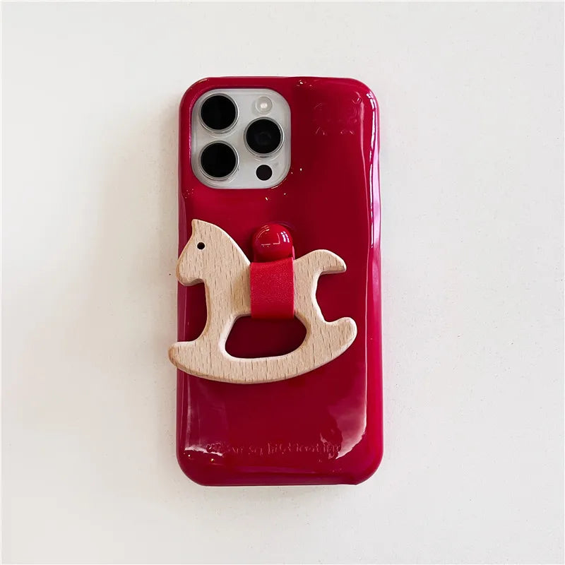 Luxury Urbans Buffer Horse Ring Leather PU Hard Phone For iPhone