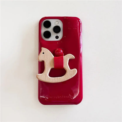Luxury Urbans Buffer Horse Ring Leather PU Hard Phone For iPhone