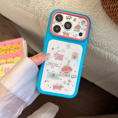 Korean Colorful Stars Cartoon Dachshund Pattern Phone Case For iPhone