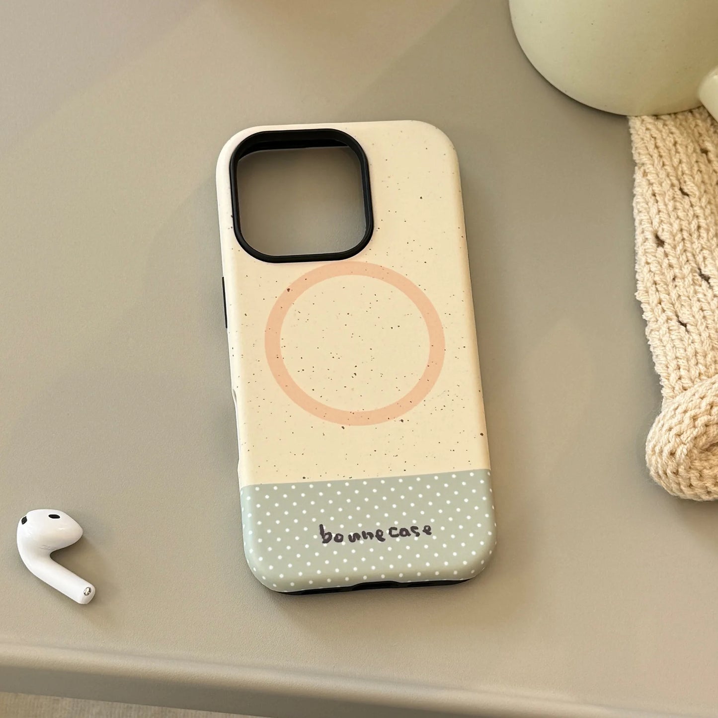 Korean Splash-ink Polka Dot Splicing Magnetic Phone Case For iPhone