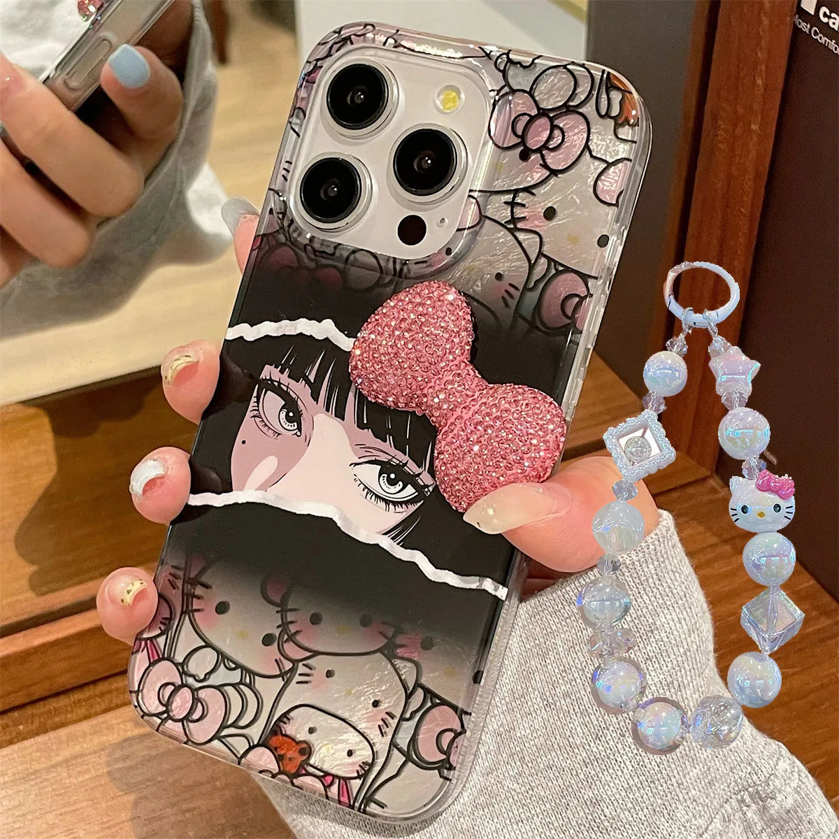 Mangirl Full Screen Hello Kitty Bow Phone Case For iPhone