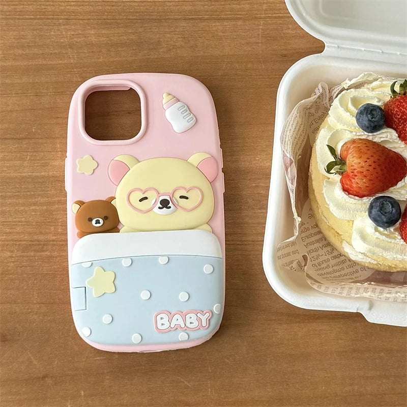 New 3D Rilakkuma Phone Holder Case For iPhone